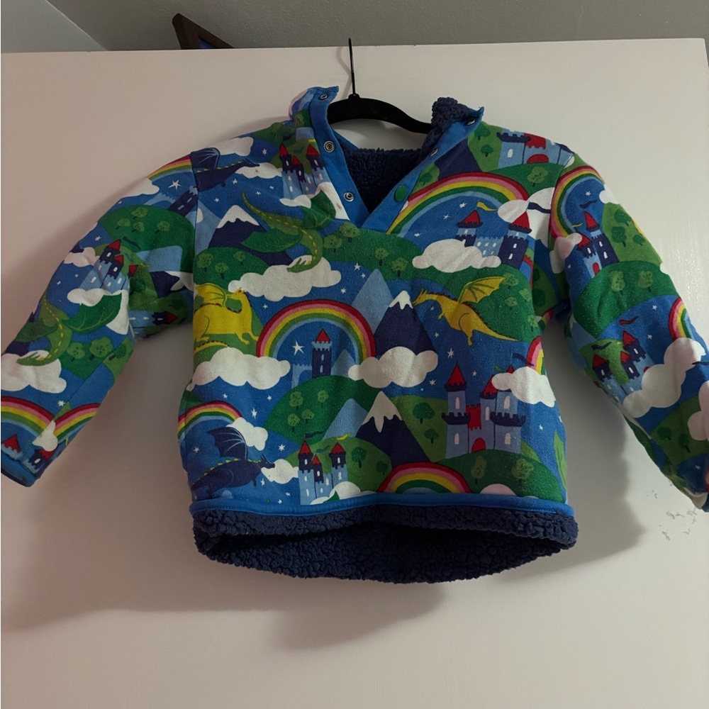 Colorful Dragon and Castle Print Pullover